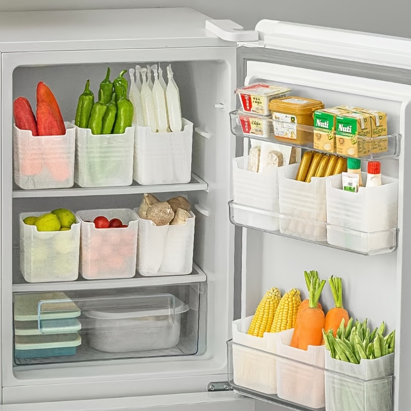 Recipientes De Almacenamiento De Nevera , Plástico Transparente Apilable  Organizador Contenedores Con Asas Para Refrigerador Congelador Despensa  Gabinetes De Cocina