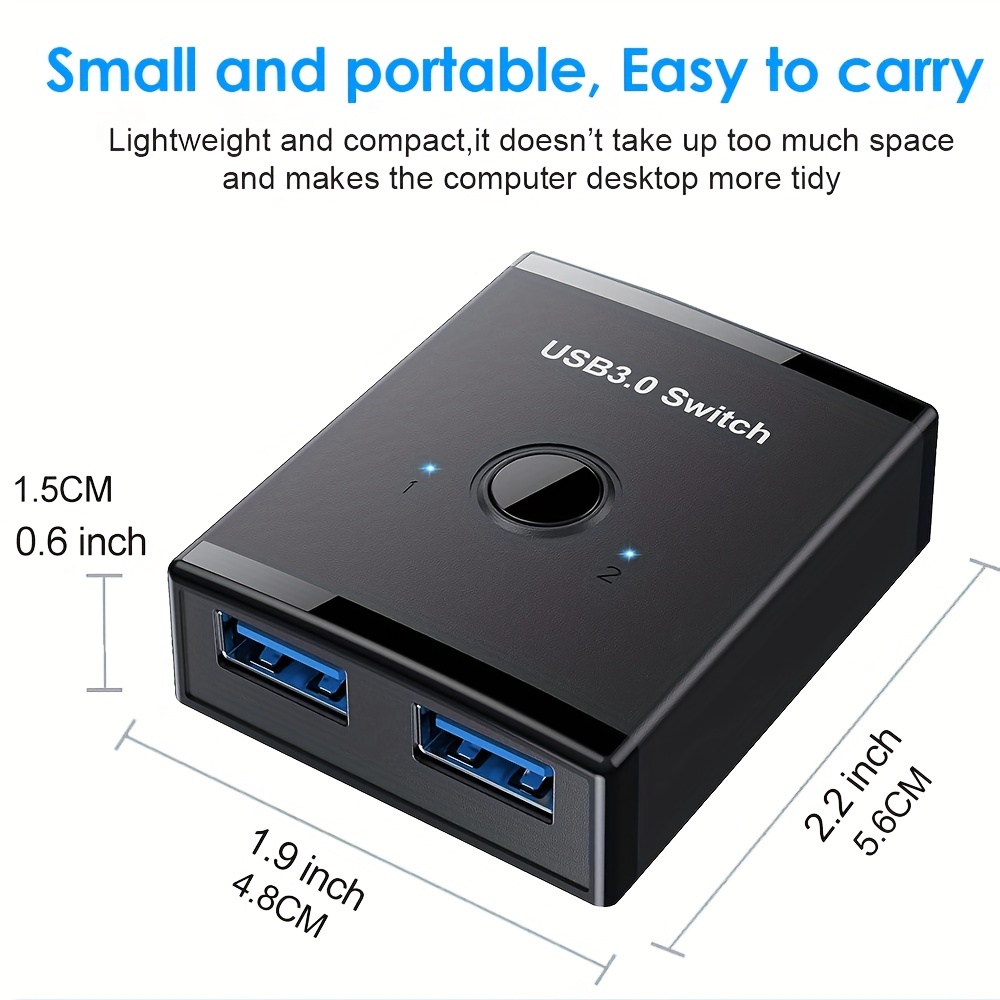 2023 USB 3.0 Switch 2 PC USB Switch Selector USB Bi-directional Switcher  Box USB Sharing Switch 2 Computers for Keyboard, Mouse
