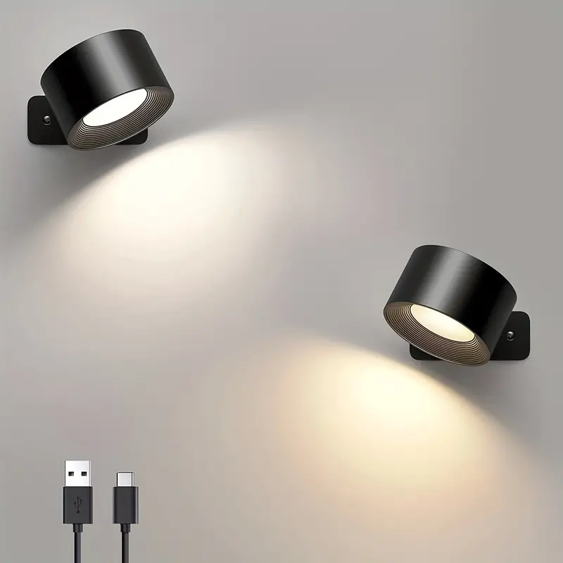 Koopala Apliques de pared LED, lámparas de pared con puerto USB recargable,  funciona con pilas, 3 temperaturas de color y 3 niveles de brillo, bola