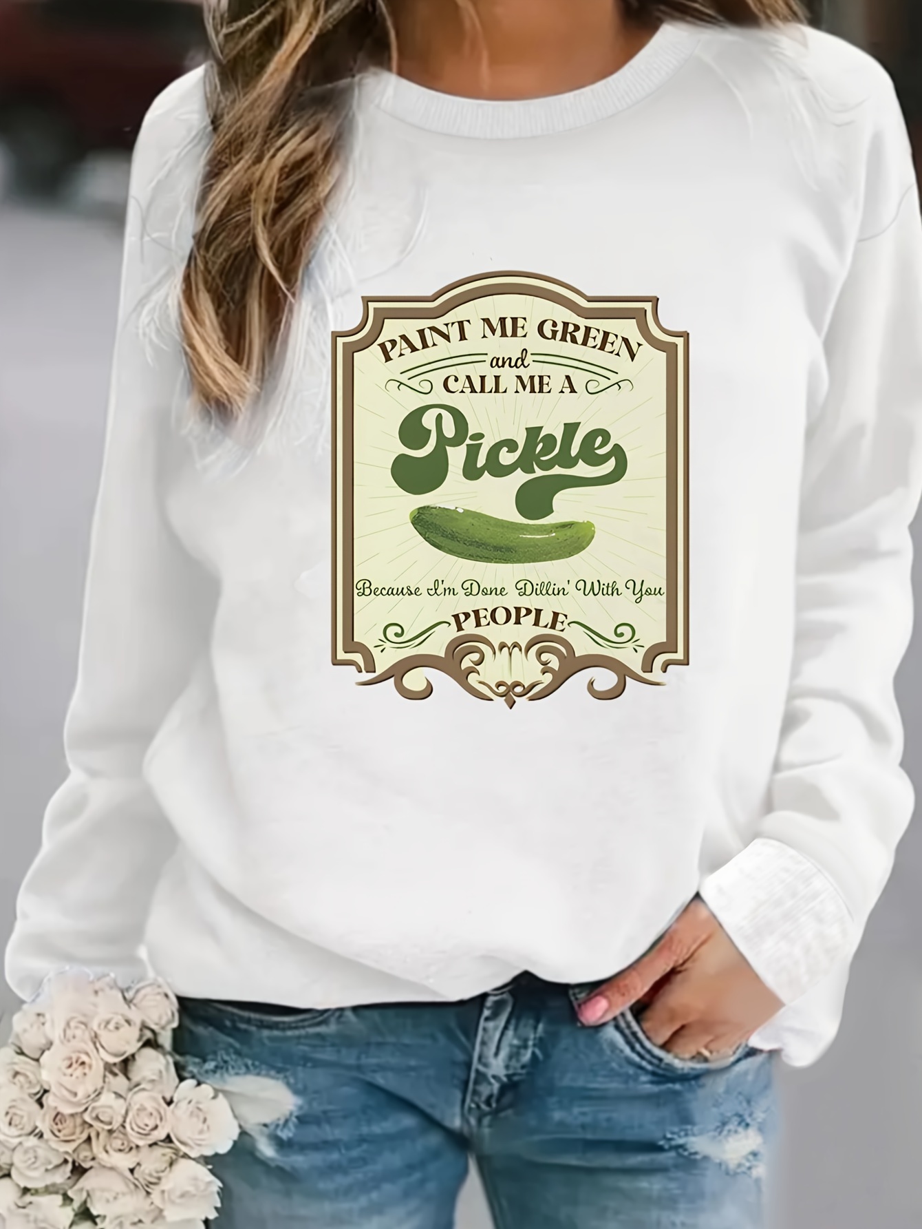 Vintage Letter Print Sweatshirt Casual Long Sleeve Crew Neck - Temu