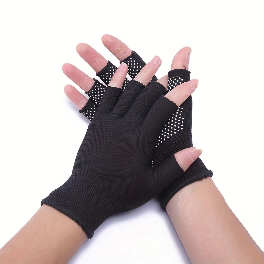 1pair Black Anti Slip Breathable Sweat Absorbing Two Finger Gloves For  Outdoor Cycling Fishing And Driving - Jewelry & Accessories - Temu