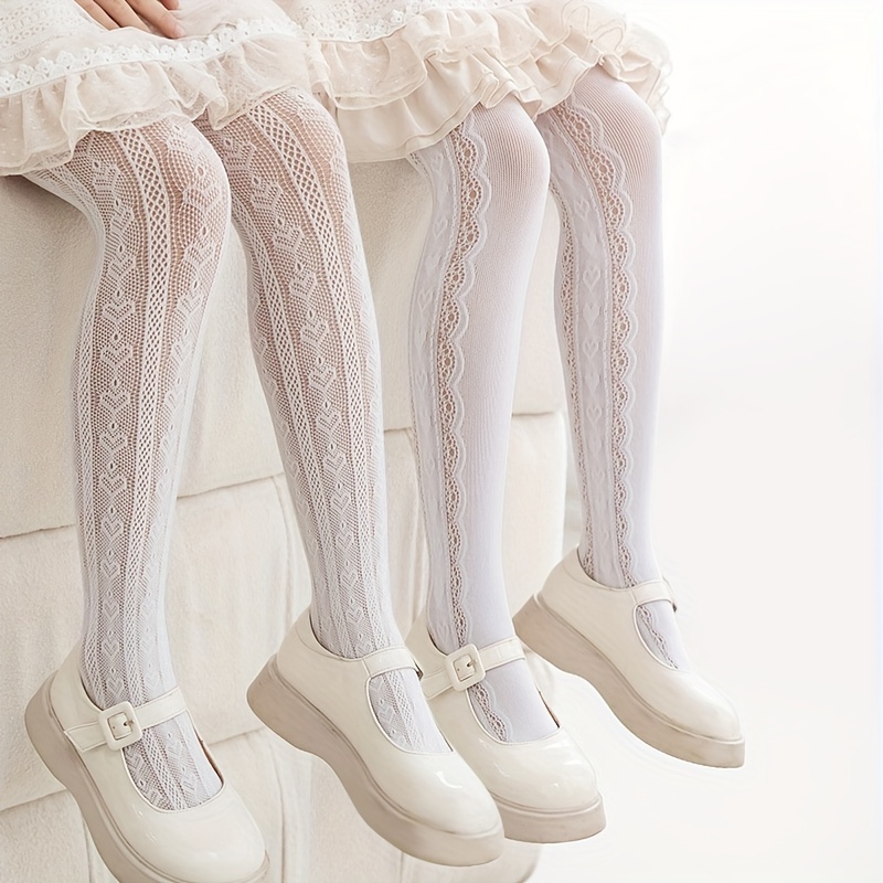 Girls Cute Thin Heart Pattern Hollow Pantyhose Girls Princess Tights  Leggings Baby Kids Dress Socks - Temu