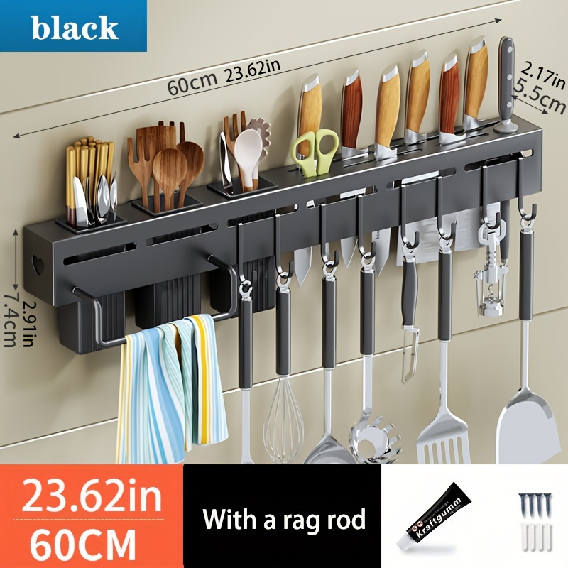 1pc Hooked Knife Holder, Multifunctional Wall-mounted Storage Rack For Kitchen  Utensils Including Chopsticks, No-drill Kitchen Tool Holder, Home Kitchen  Supplies