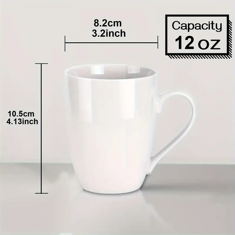 Coffee Mugs, Porcelain Mugs, 12 Ounce For Coffee, Tea, Cocoa, Cappuccino,  Latte And Milk, Large Handle Design, Microwave And Dishwasher Safe, White -  Temu