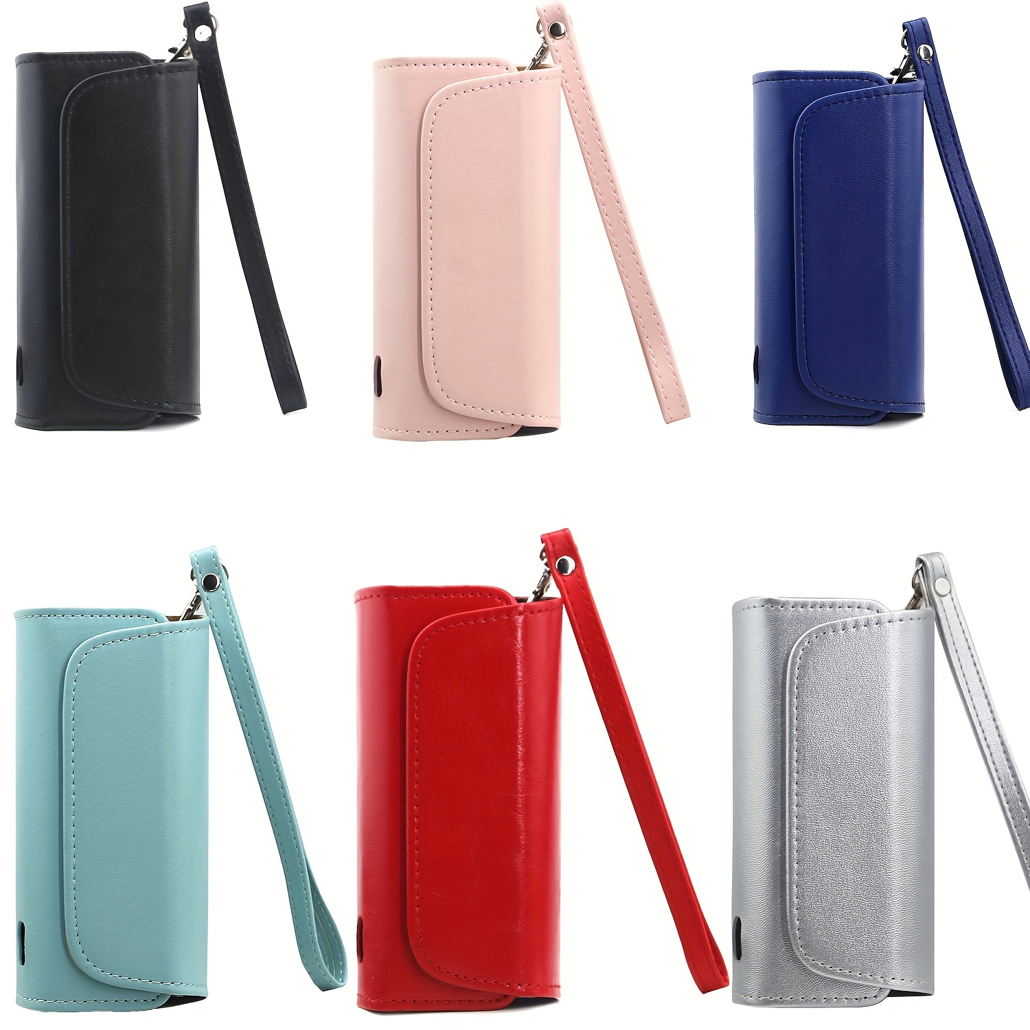 For IQOS ILUMA E-cigarette Portable Leather Protective Case Drop-proof Cover  Storage Bag with Ring Buckle - Blue Leather/Blue Denim Wholesale