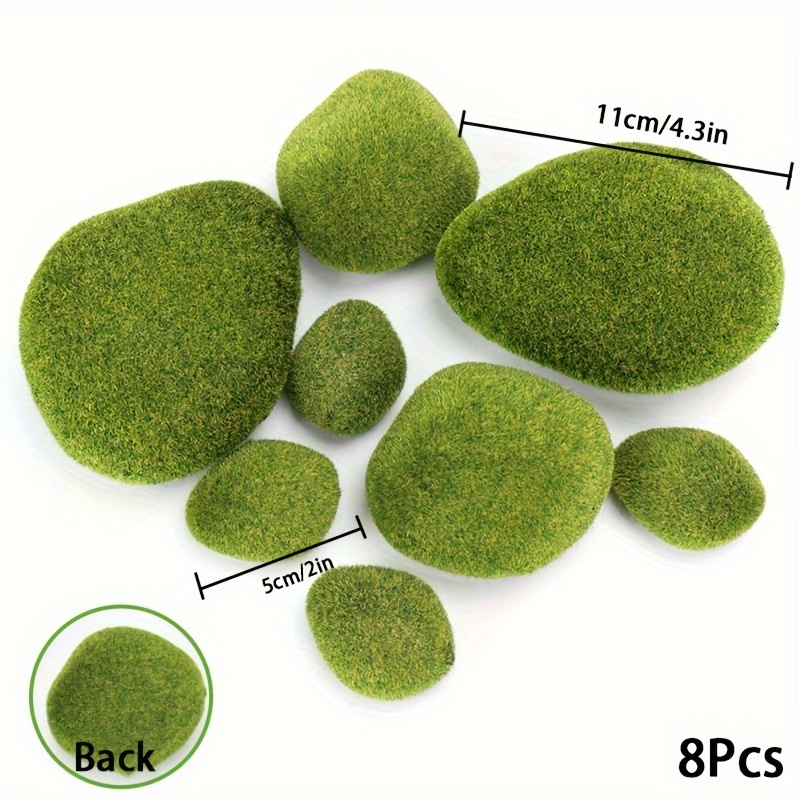 3pcs 3in Miniature Artificial Moss Rocks, Moss Stones, Landscape Accessory