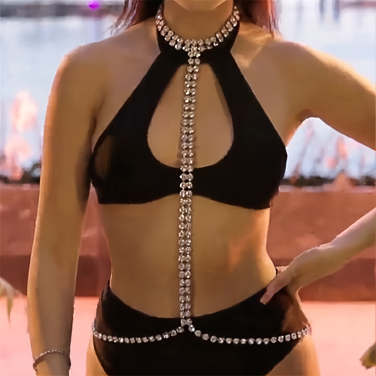 New Style Exaggerated Sexy Shiny Rhinestone Bra Chain For Women Exquisite  Nightclub Party Crystal Bra Body Chain