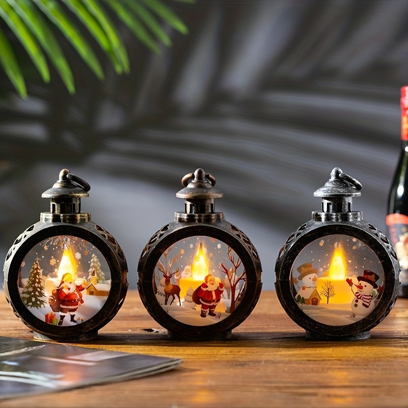 Christmas House Lantern Decorative Lights, Vintage Hanging Led Small Candle  Lanterns Gifts For Indoor,outdoor,party Snowman Santa Claus Decoration -  Temu