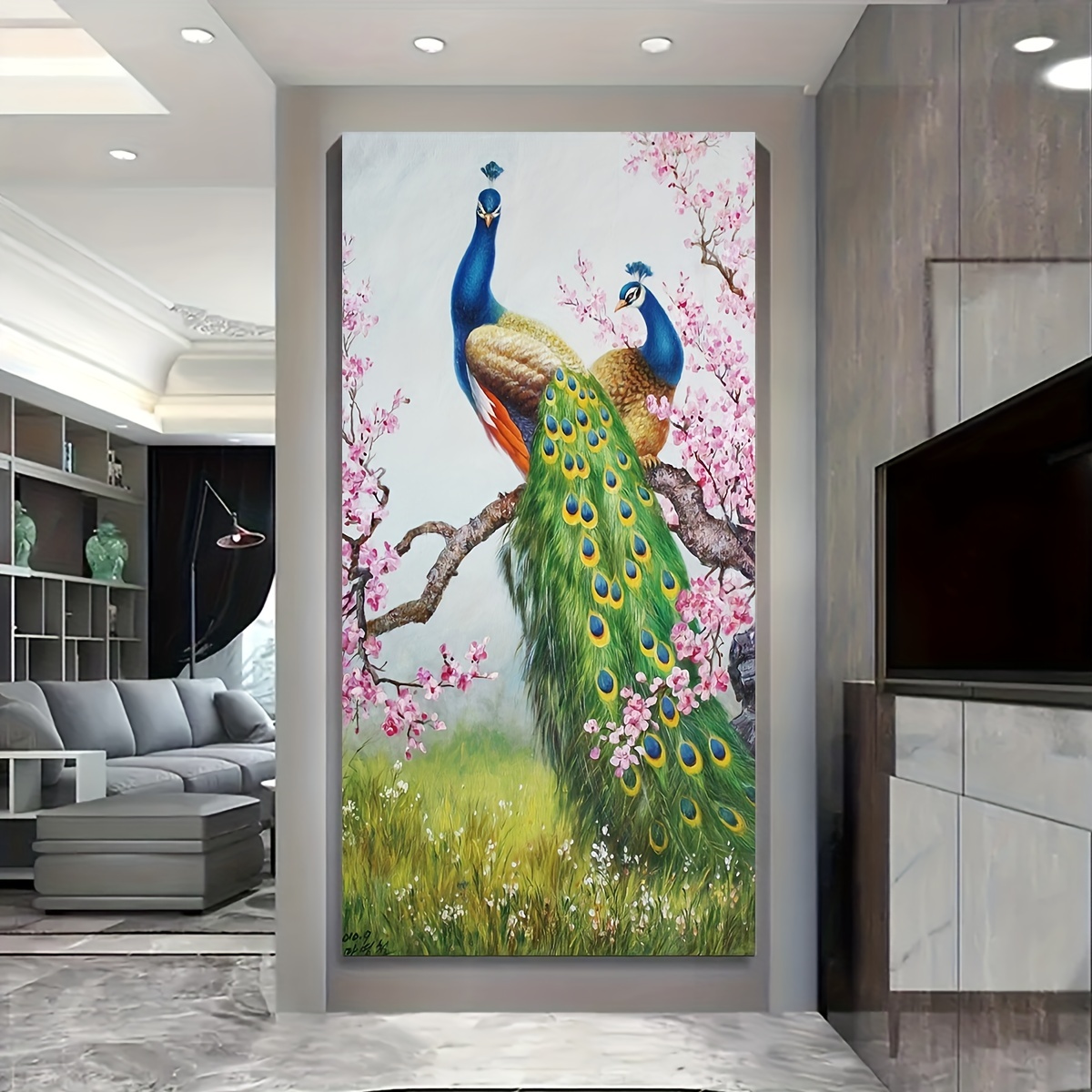 1pc, Canvas Painting, Peacock And Flower Oil Painting Wall Art Decor,  Living Room Wall Decor, Bedroom Wall Decor, Canvas Wall Art Decor, Home  Decor, R