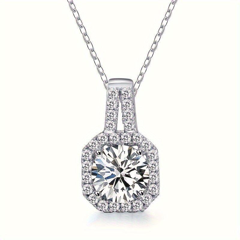 MomentWish Halskette Damen 925 Silber Mit 1 Karat Moissanit | 4-Kleeblatt Anhänger, Verstellbar 40-45 Cm | In Geschenkbox