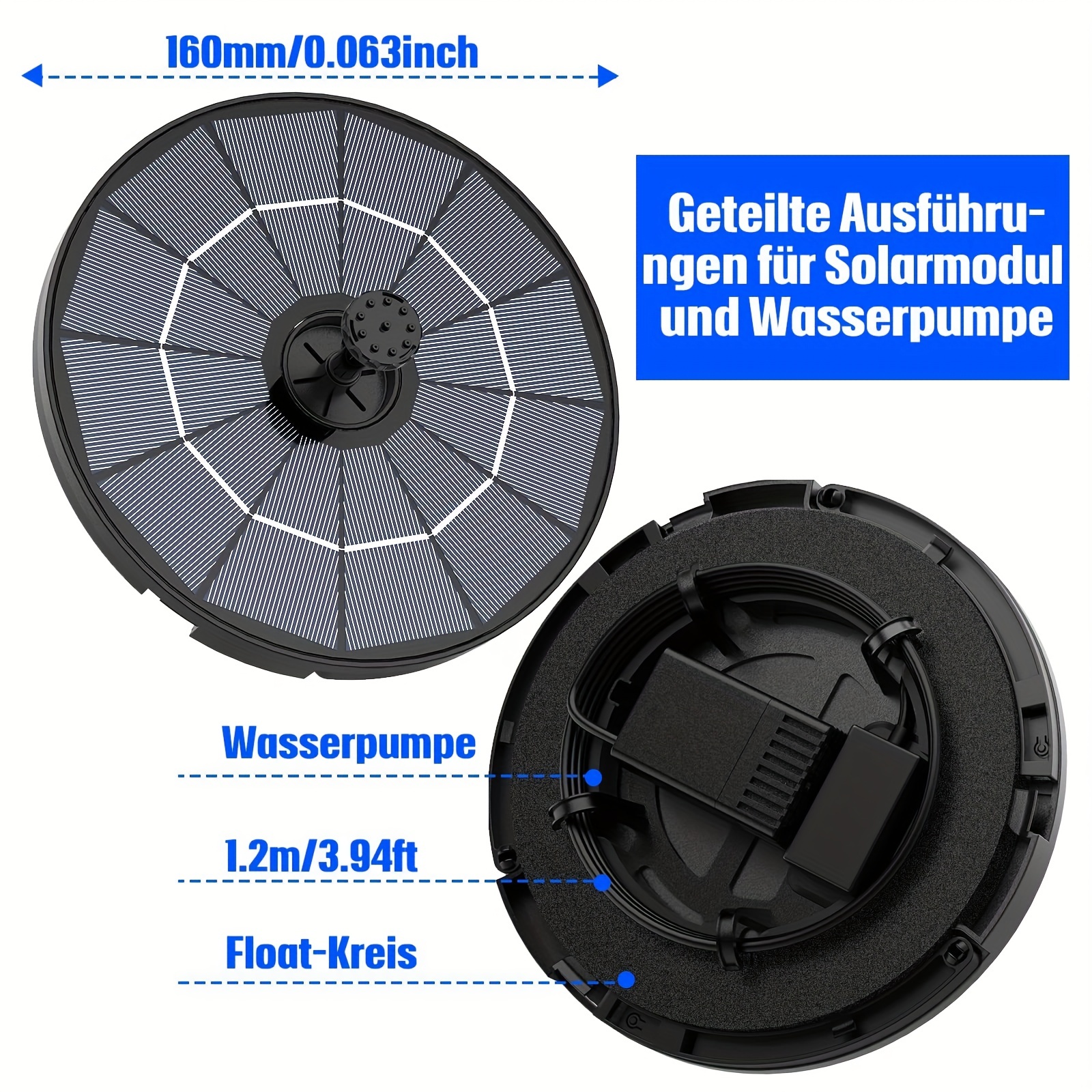 1 Pompe De Fontaine Solaire Enfichable Au Sol Pour Bain D'oiseaux 2 En 1  2,8 W/3,5 W, Kit De Panneau Solaire À Monter Soi-même, Pompe D'eau