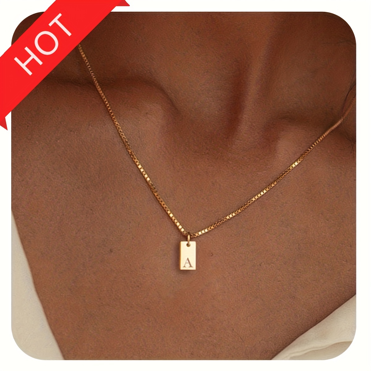14k Gold Initial Letter Pendant Necklace for Men Women