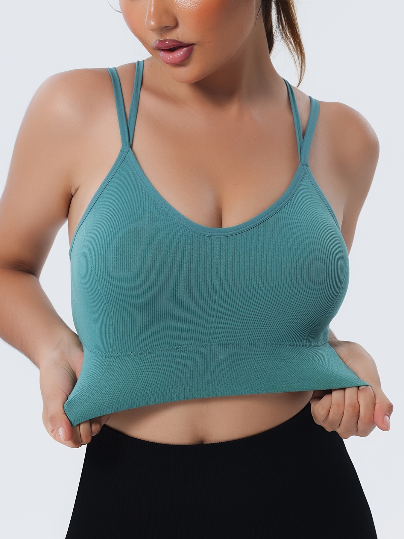 Lemedy Sports Bra Adjustable Strap Crop Padded Tank Top Workout Yoga Gym  Running (S, Dark Teal) at  Women's Clothing store
