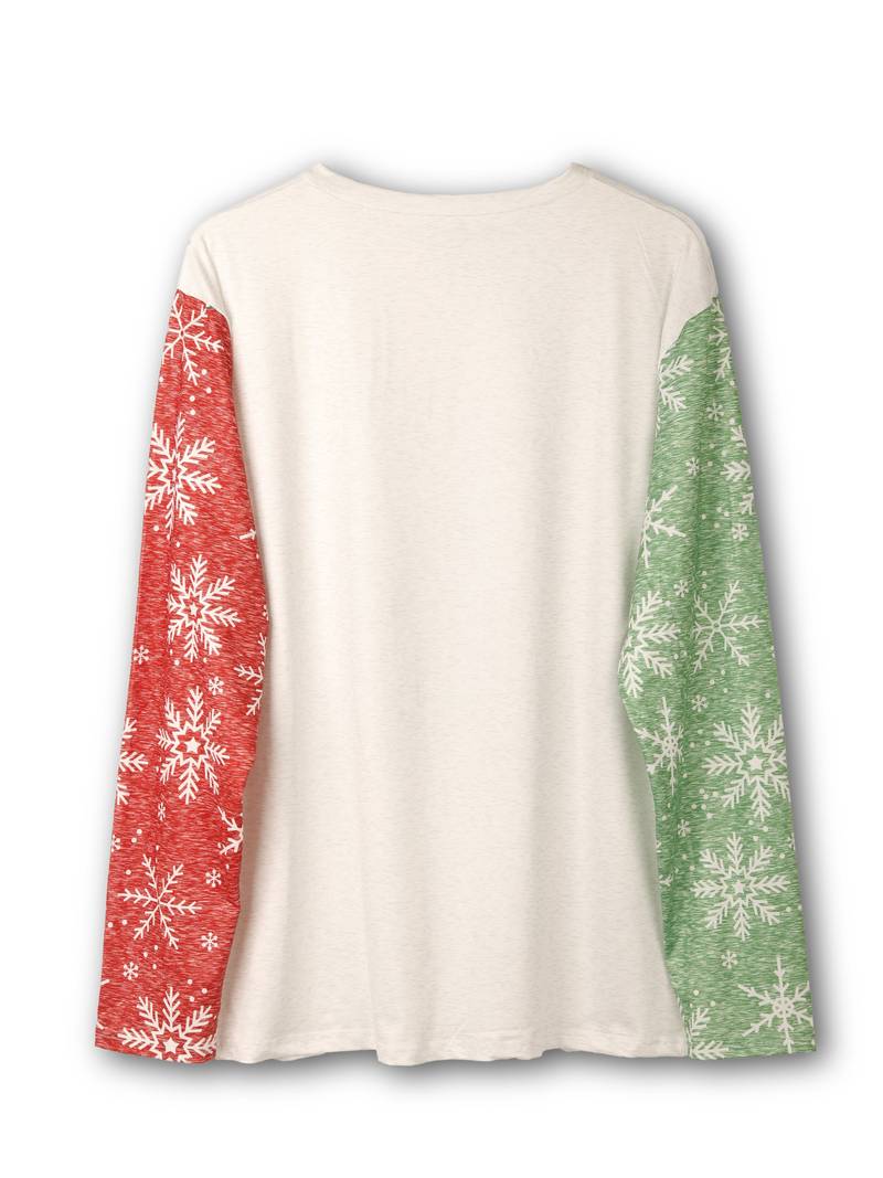 Maglietta Oversize Donna Con Albero Di Natale – Taglie Forti, Stampa Natalizia Con Fiocchi Di Neve, Regalo Divertente