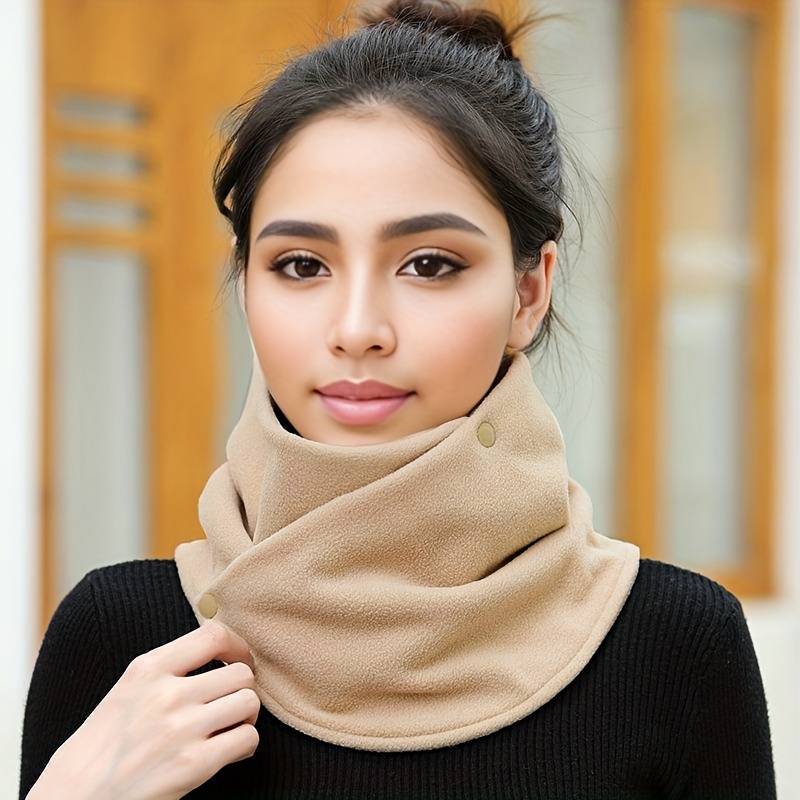 Winter Warm Knitted Scarf Solid Color High Elastic Neck - Temu