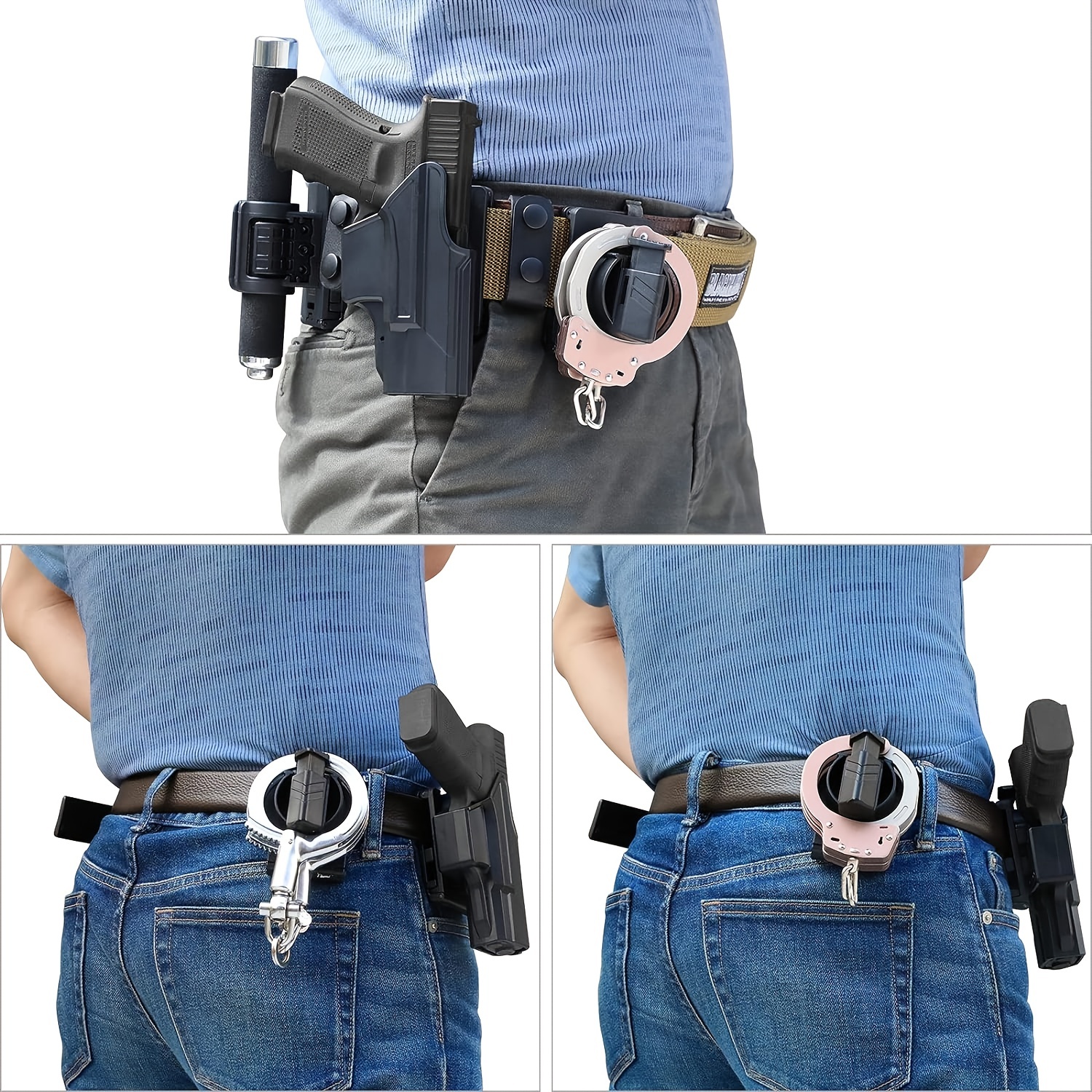 Handcuff Case Tactical Concealed Pouch Molle Police Waist Belt Open Cuff  Holster