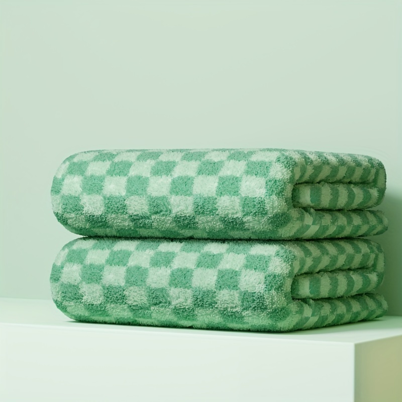 1pc Checkered Pattern Bath Towel Or 1pc Face Towel, Absorbent Towel For  Bathroom
