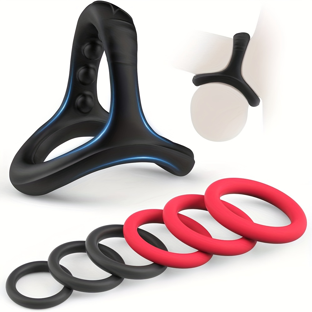 Silicone Penis Ring,3 in 1 Triple Cock Ring,Stretchy Silicone Cock Ring,  for Men or Couples