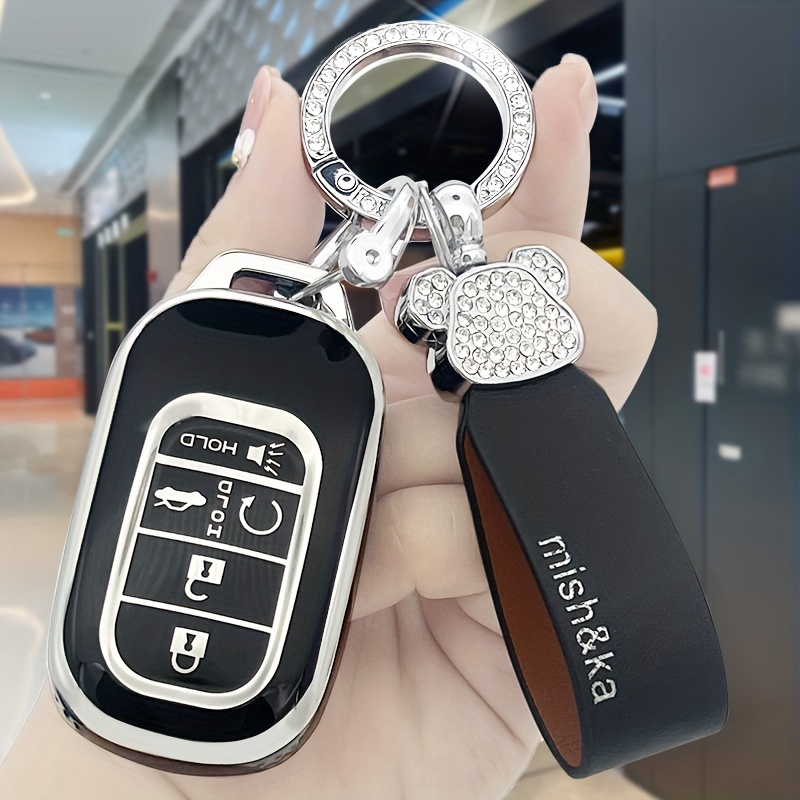 Car Key Fob Cover With Bear Artificial Diamond Keychaincar Key