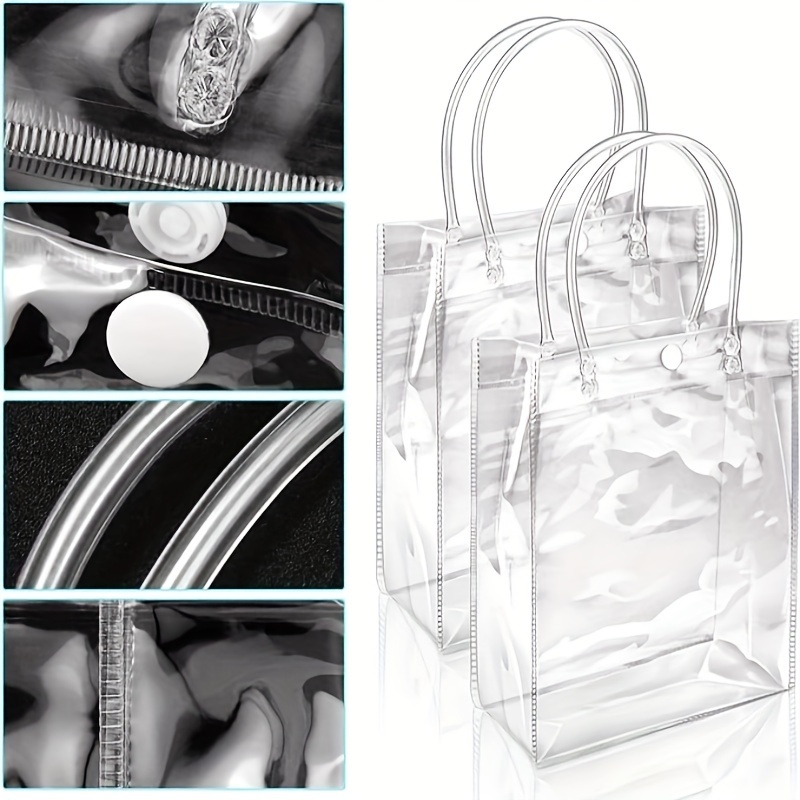 Clear Plastic Gift Bags With Handles Reusable Clear Pvc - Temu