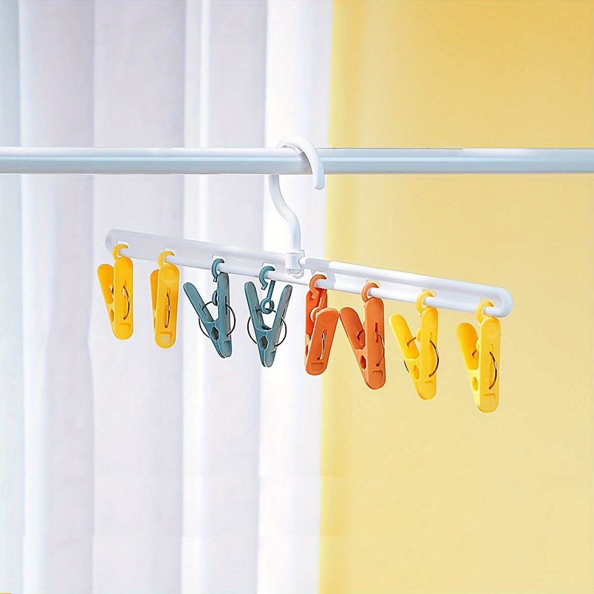 8 Clips Plastic Hanger, Multifunctional Windproof And Non-slip Sock Hanger,  Household Student Dormitory Clothes Hanger With Multiple Clips, Space-saving  Clothes Hanger Clips, Clothes Hanger, Folding Socks And Underwear Hanger -  Temu