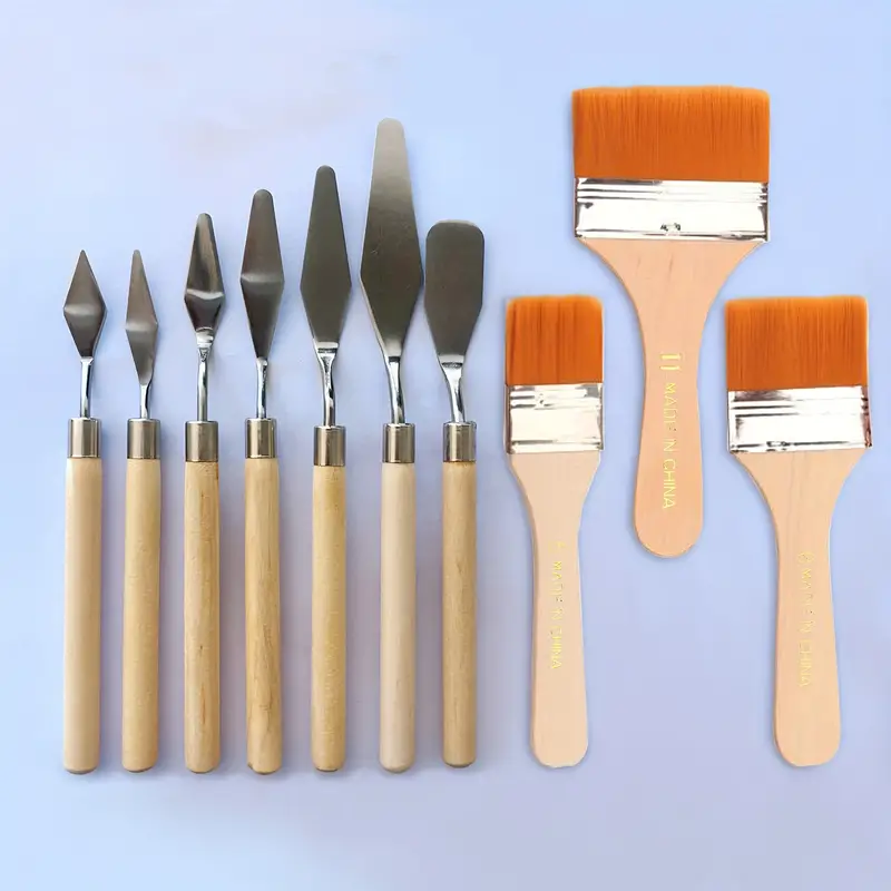 Painting Knife And Paint Brushes wood Handle Paint Brush Set - Temu United  Arab Emirates