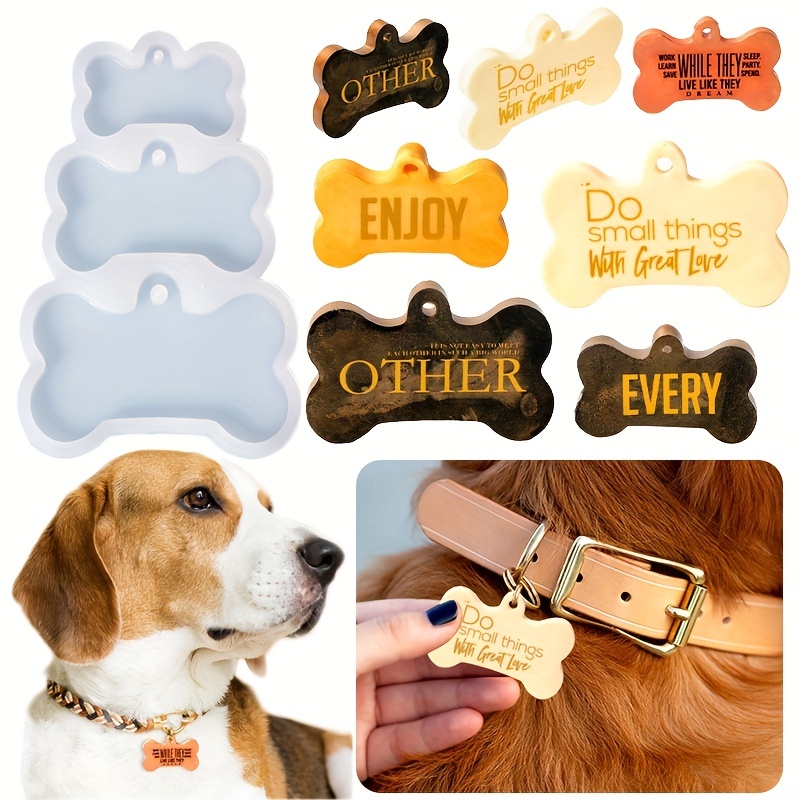 Pet Tag Resin Mold Silicone, ID Dog Tag Molds for Resin Casting, Collar  Tags Dog Bone Cat Fish Name Shaped Keychain Silicone Casting Molds with  6Pcs