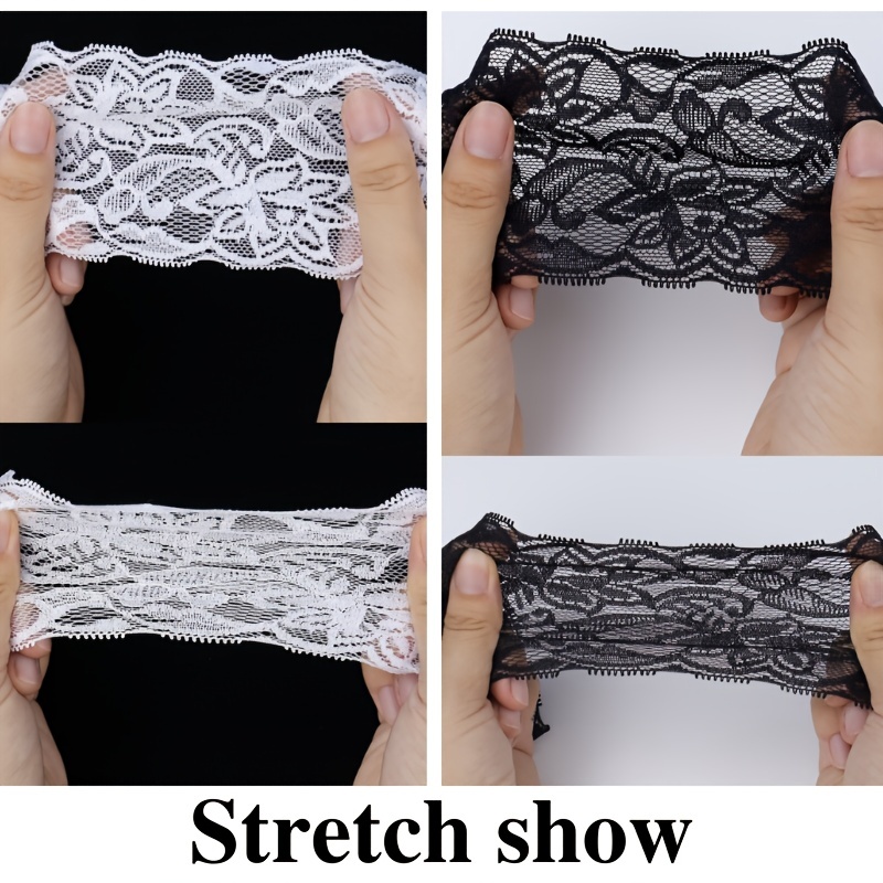 Elastic Lace Trim 10 Yards Black Lace Ribbon Floral Pattern Stretchy Lace  Fabric for Sewing, Garment, DIY Crafts and Gift Wrapping