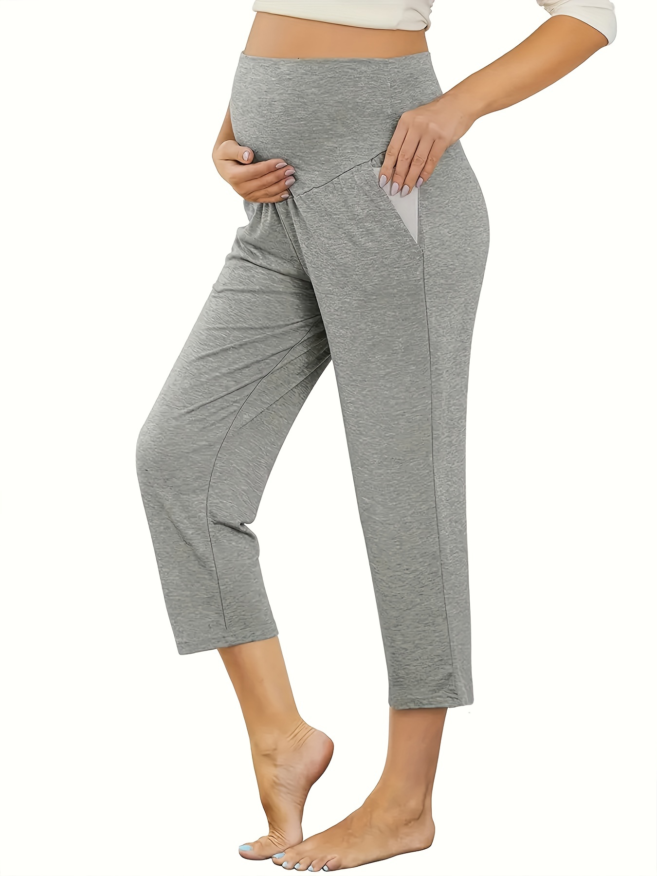 Women's Maternity Solid Comfy Yoga Sports Pants Pregnant - Temu