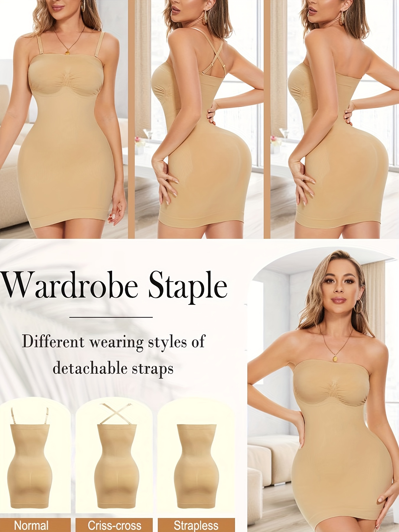 Seamless Strapless Shaping Dress Tummy Control Slimming Body - Temu