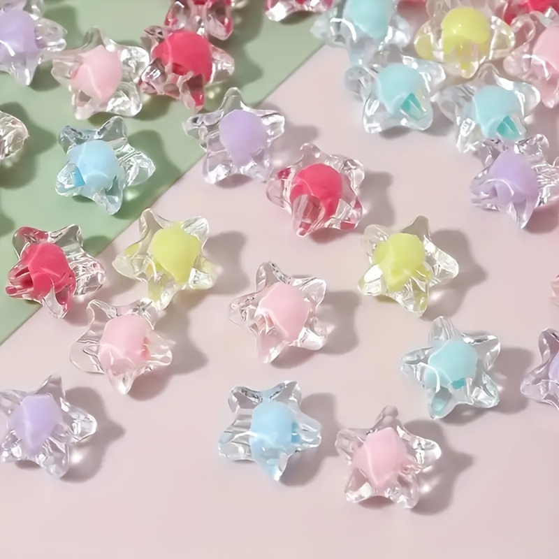 

60/150pcs Mixed Color Transparent Star Shape Acrylic Loose Spacer Beads For Diy Jewelry Making