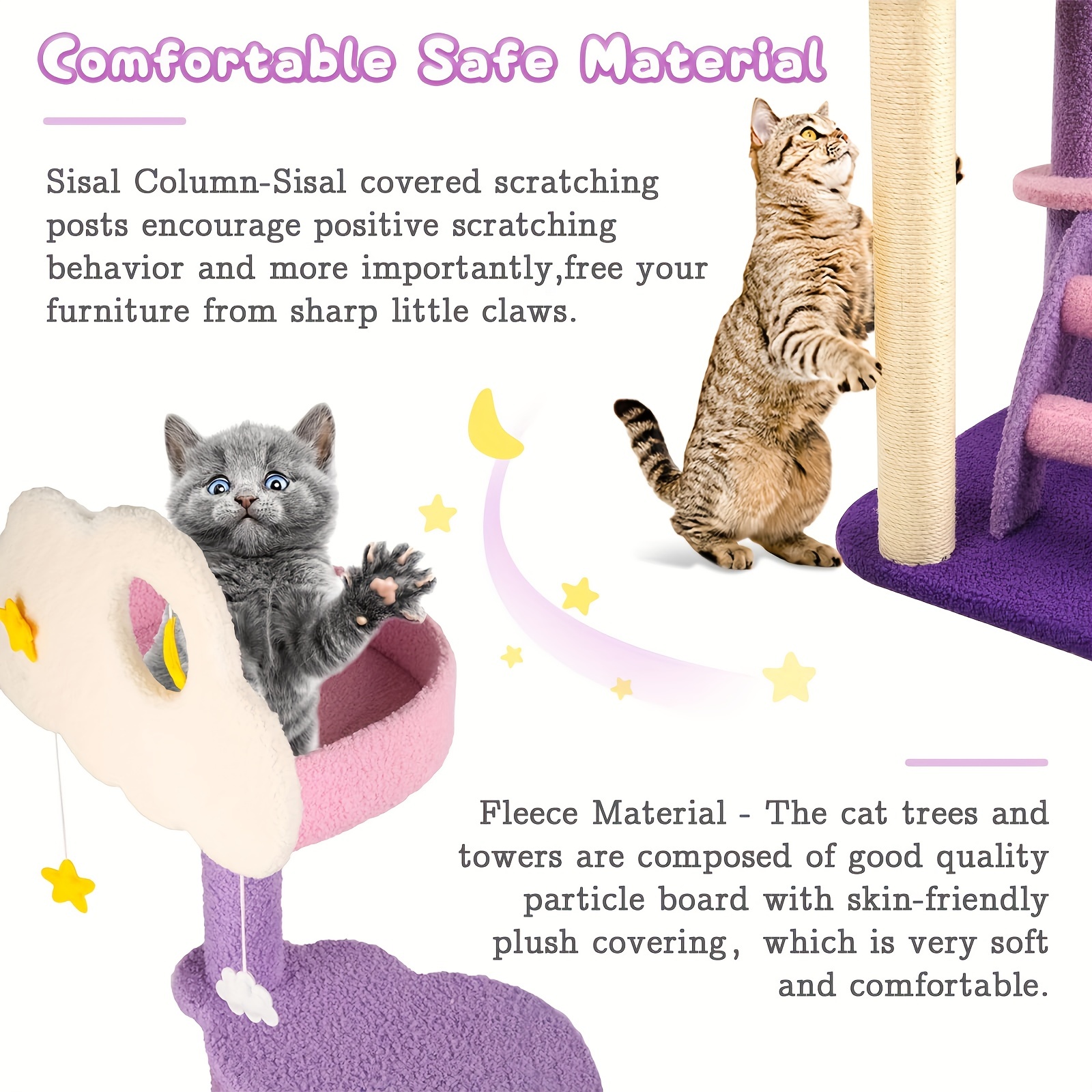 Cat Tree Cat Tower Cat Scratching Post Cat Climbing Tower For Indoor Cats Purple Pink Cat Activity Trees Jumping Platform details 4