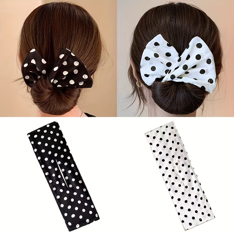

Polka Dot Printing Magic Twist Clip Hair Bun Maker Soft Bun Hair Bands Butterfly Hair Accessories Suitable For Daily Hair Styling