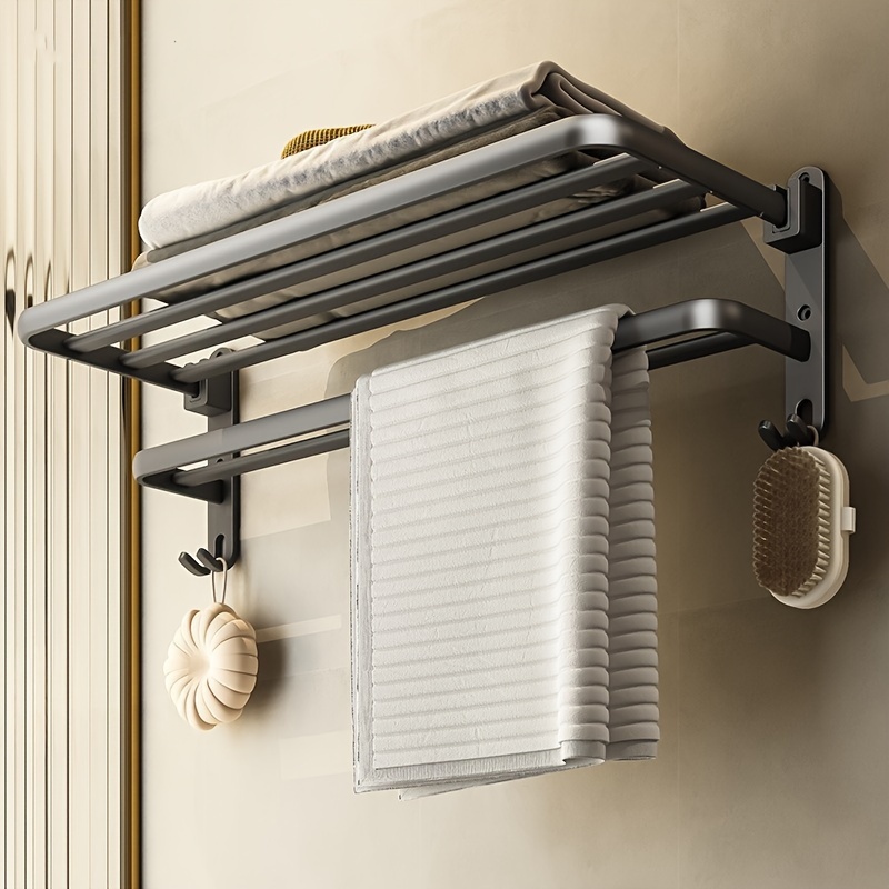 Space Aluminum Towel Shelf, Towel Rack For Bathroom, Wall Mounted Towel ...