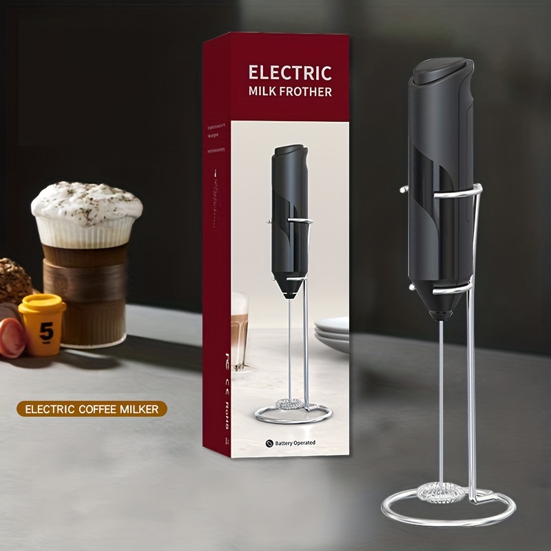 Electric Milk Frother With Stainless Steel Holder, Cream Frother, Handheld  Foam Maker And Mixer, - Temu