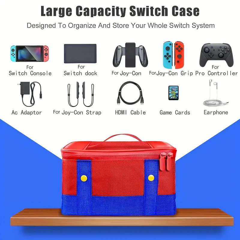 1pc large storage for switch carry case storage carrying case compatible with nintendo switch switch oled soft shell protective travel case for switch console pro controller accessories details 5