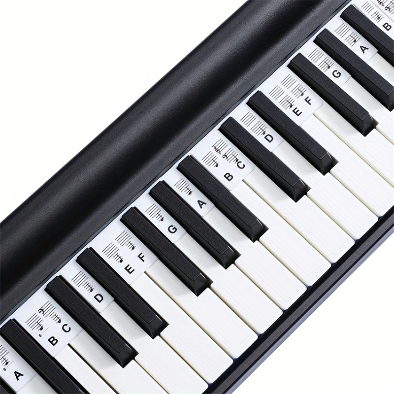 Khall Piano autocollants feuille de musique clavier PVC noir + blanc  chiffres Notes pour enfants débutants, Piano clavier autocollants, clavier  autocollants 