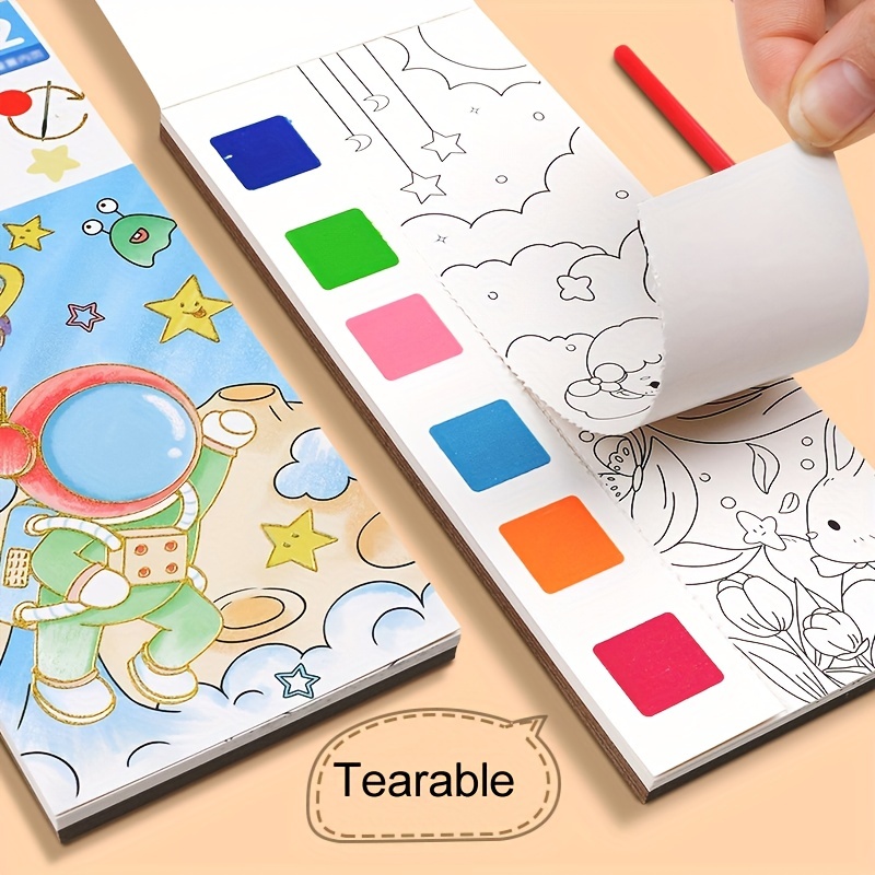 Drawing And Coloring Paper Watercolor Coloring Book With - Temu