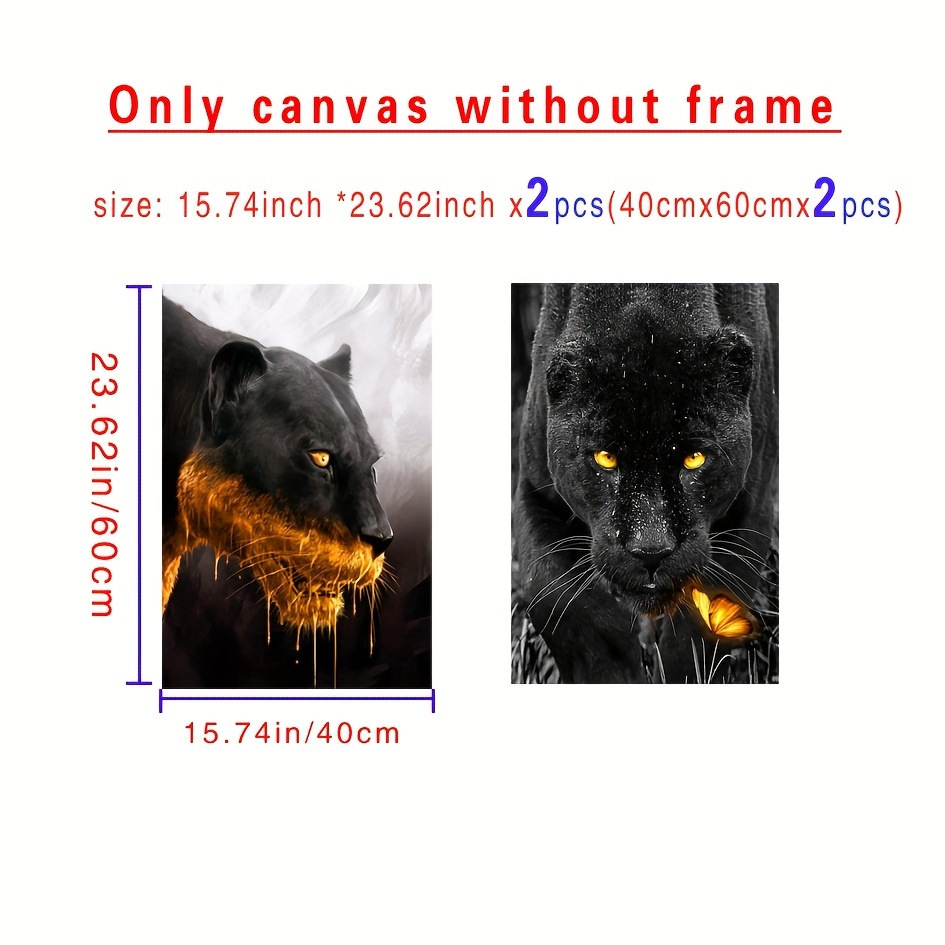 Wildlife Black Panther Canvas Wall Art Or Stunning Leopard - Temu