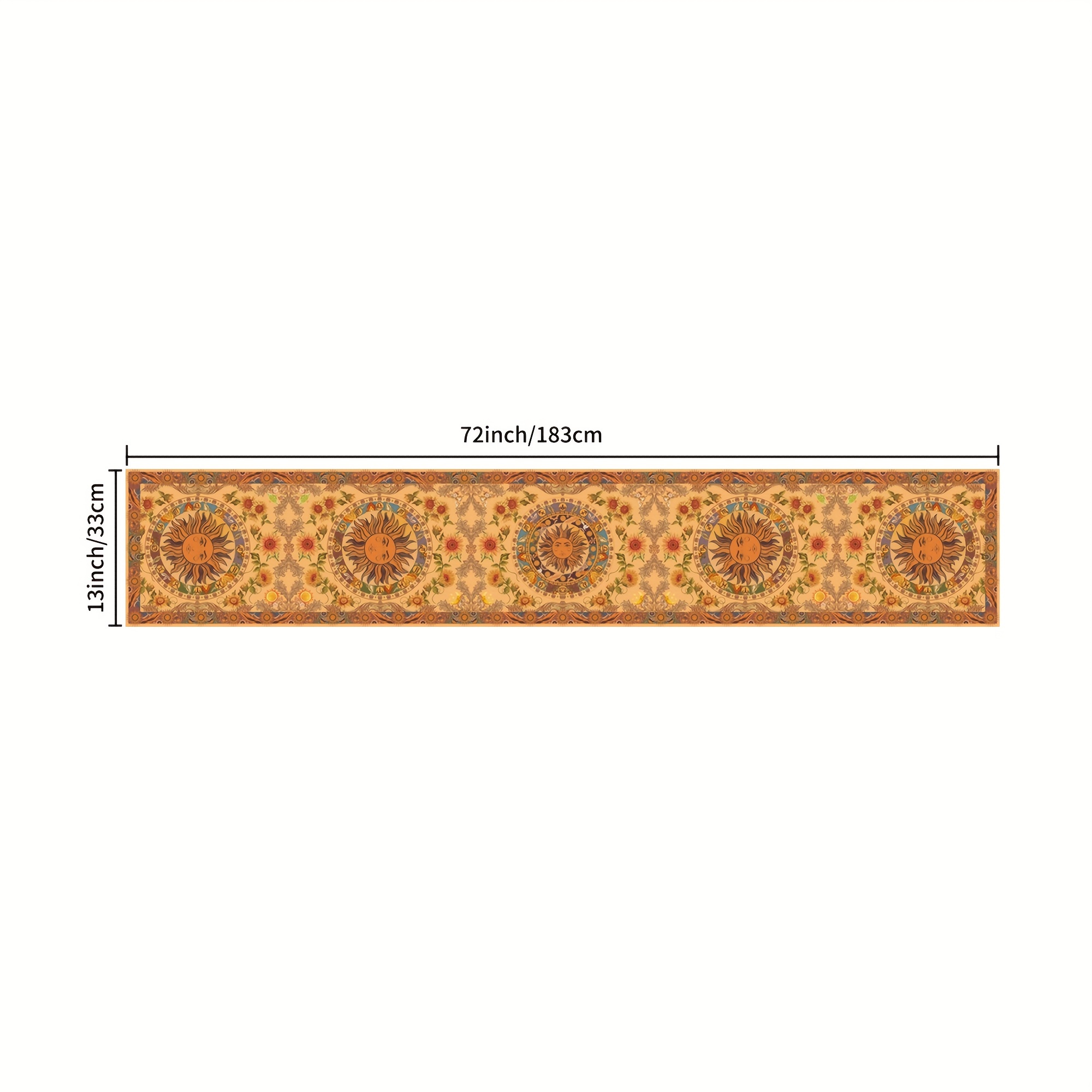 1 Set Of Abstract Sun Flower Pattern Table Flags, Polyester Table Flag, Dining Table, Kitchen, Home Decoration, Party Decoration, 13 Inch * 72 Inch