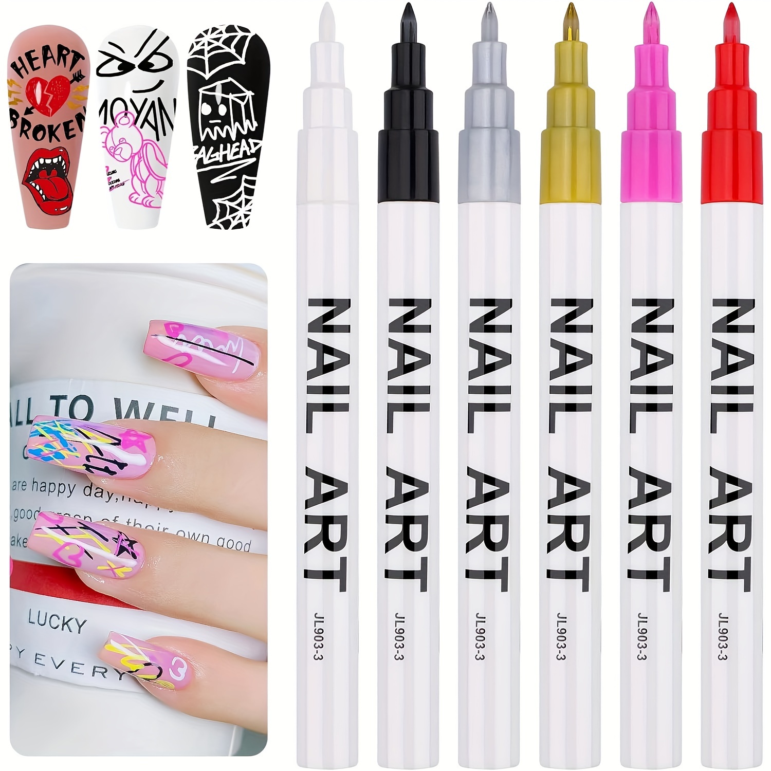 10pcs Nail Art Pen 3D Coloring Pen Graffiti Pen Drawing A Point