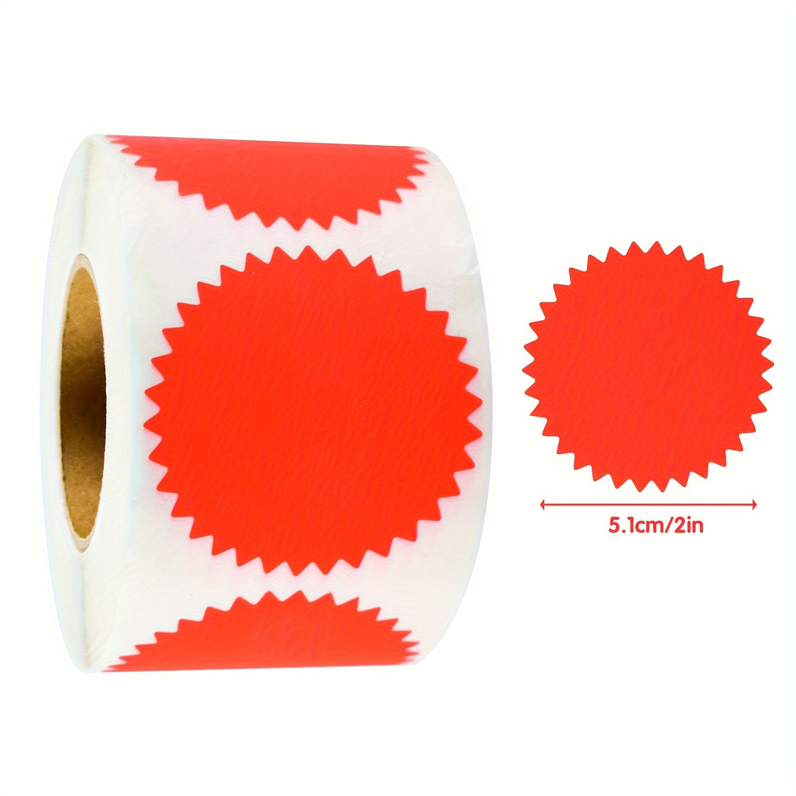 Image of 500pcs Of 2in/5.1cm Irregular Fluorescent Red Tags For Marking , Featuring A Area, Suitable For Stores, Supermarkets, And Retail Shops