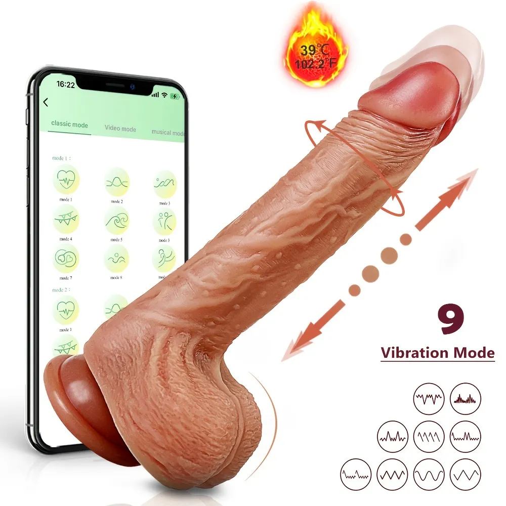 Thrusting Dildo Vibrator With Suction For Hands-free Play, Remote & App Control Realistic Penis With 9 Vibrating & Thrusting For G Spot Stimulation, Anal Massager Adult Sex For Women Men -