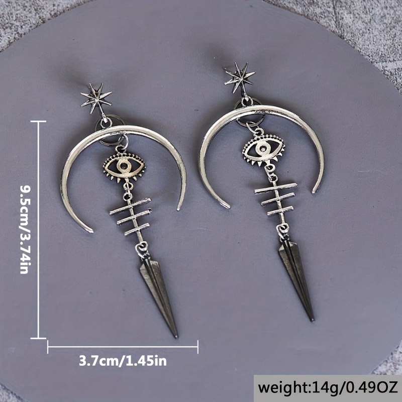 Gothic Devil's Eye Crescent Earrings Men Boho Party Jewelry