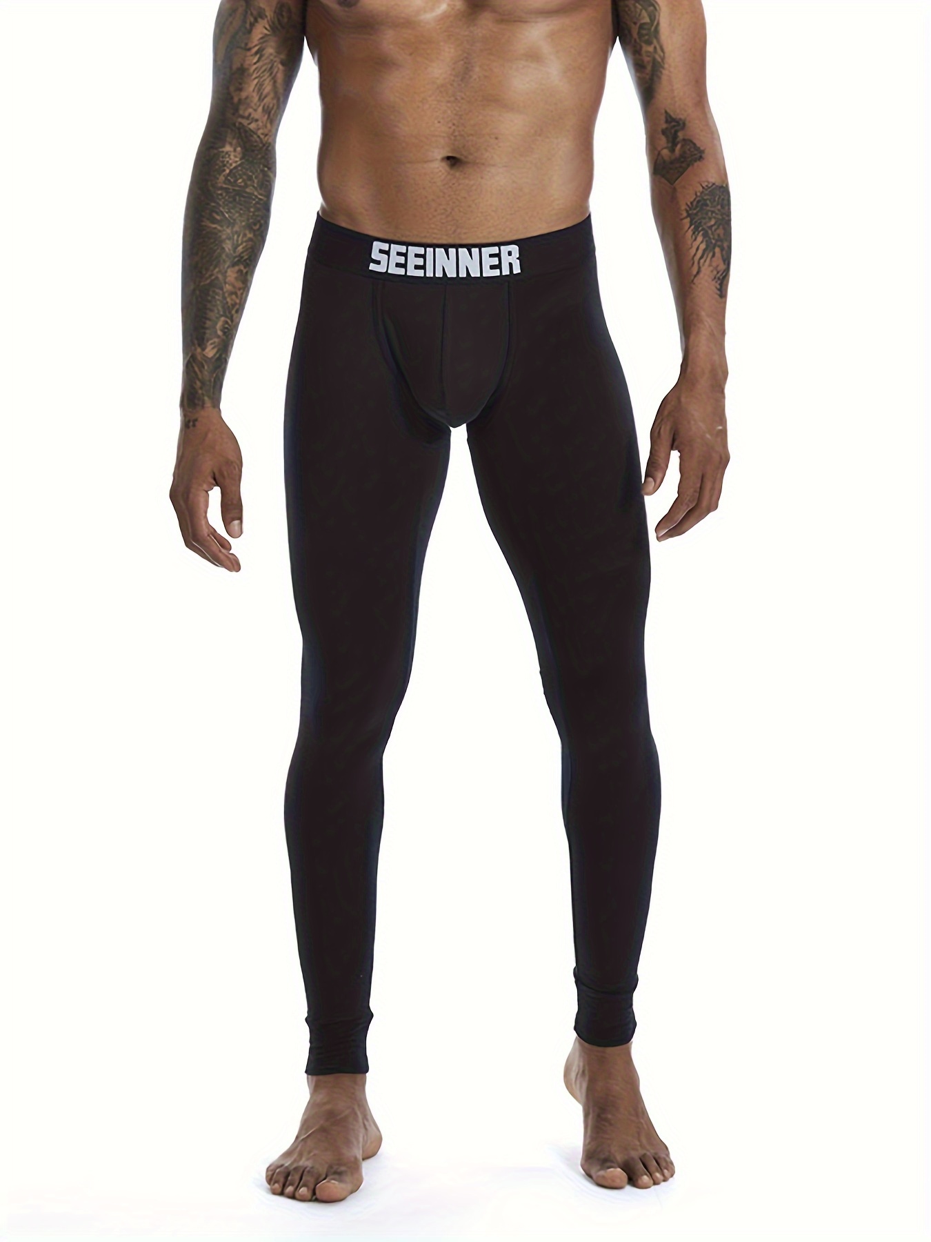 Mens One Leg Leggings, 3/4 Compression Pants, Base Layer Legging Tights  Wick Sweat Away Quickly for Outdoor Sports 