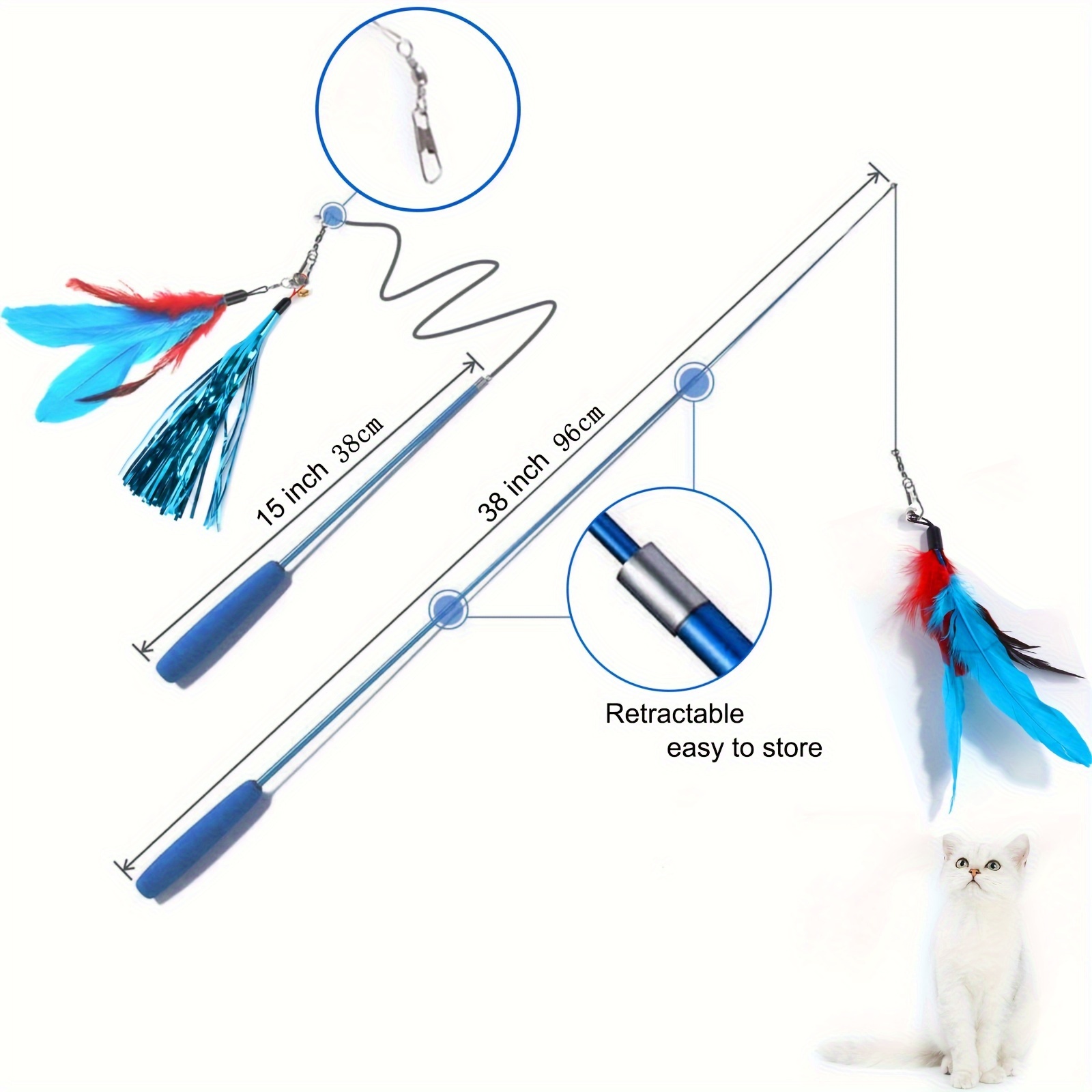 Interactive Cat Feather Toy Wand Replacement Bell Funny - Temu Canada