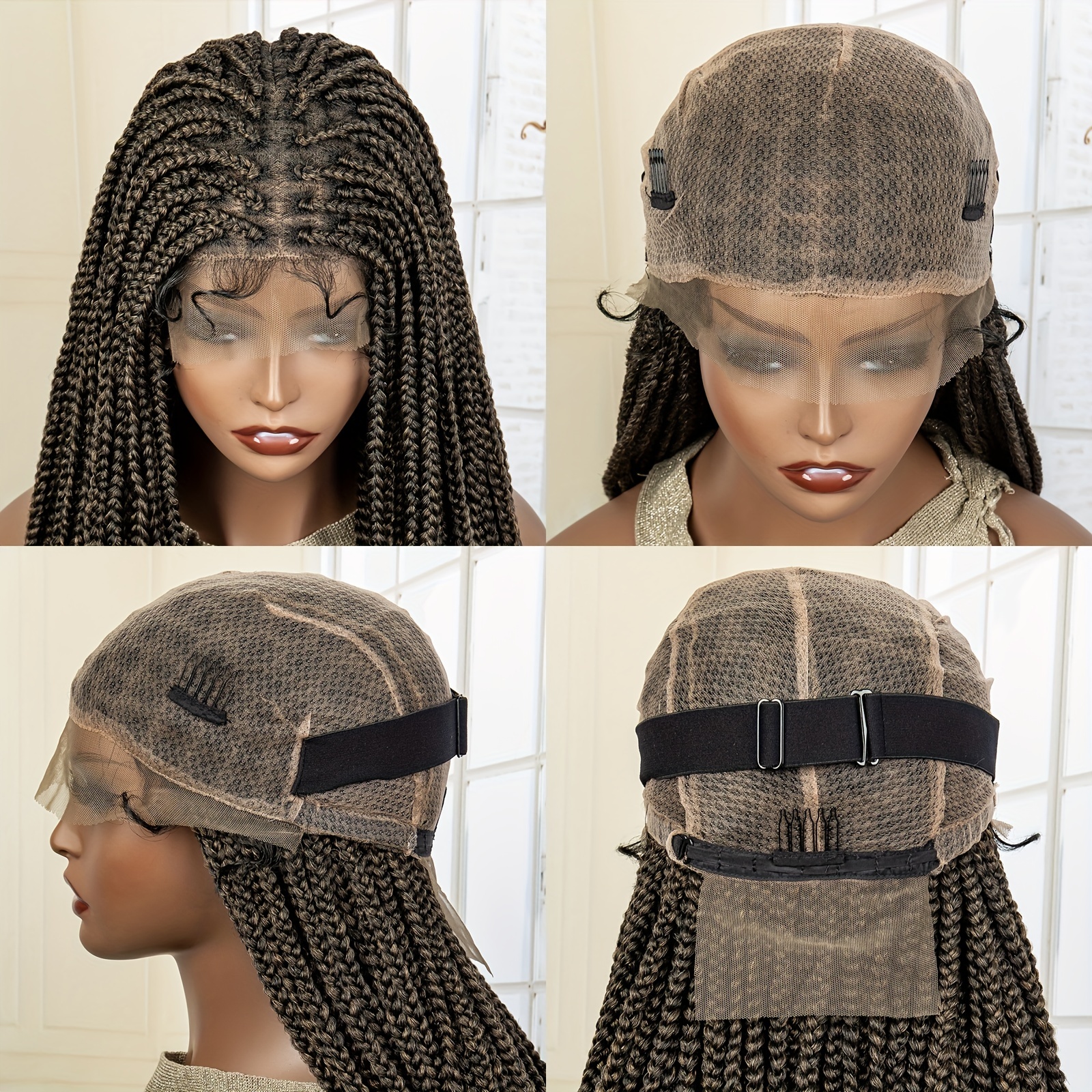 full lace front knotless box braided wigs synthetic cornrow Temu United Kingdom