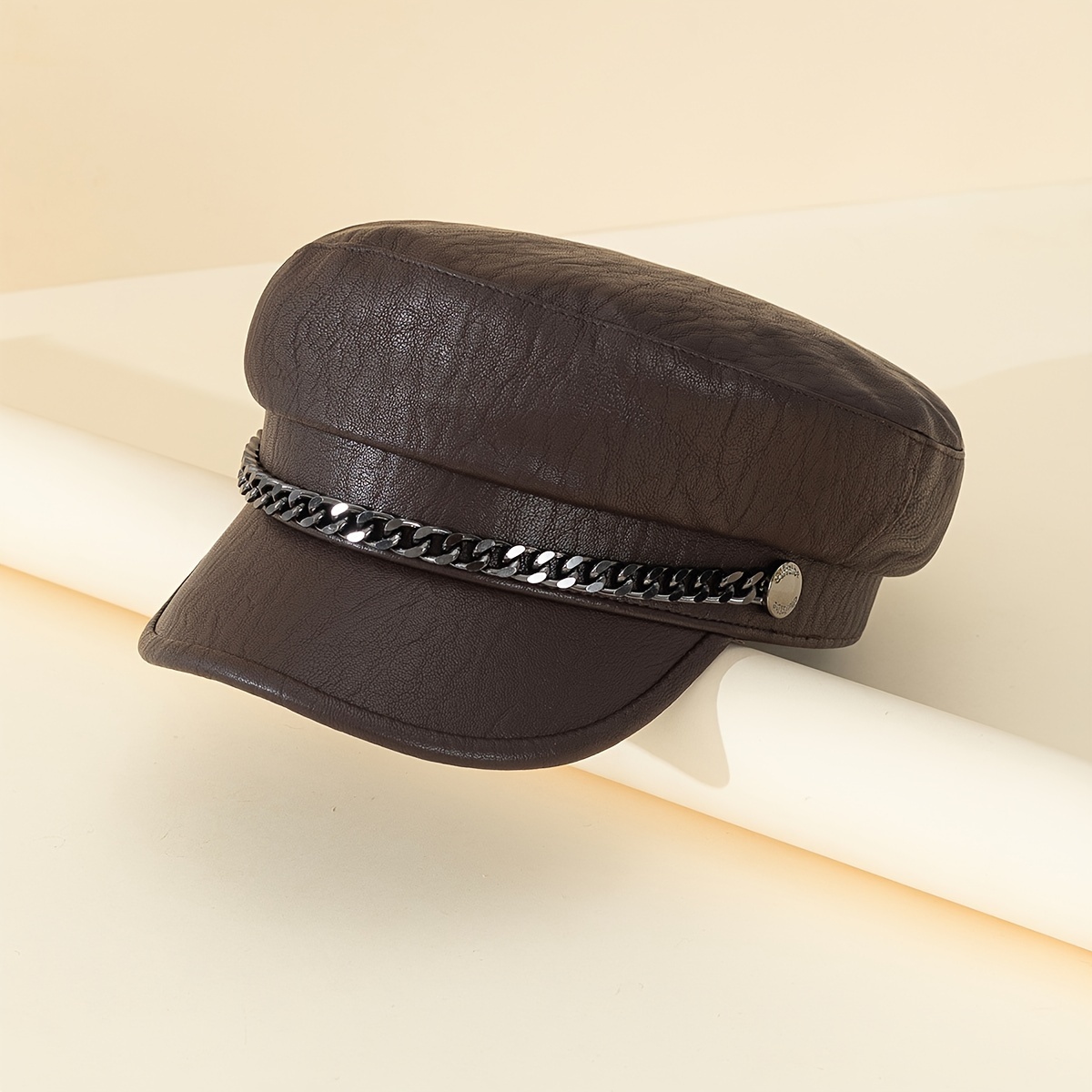 Classic Faux Leather Beret Hats Women Trendy Solid Color - Temu Canada