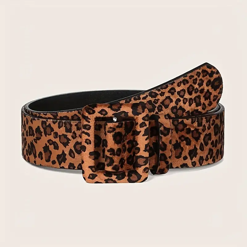 Plus Size Leopard Print Belt Faux Leather Decorative Wide - Temu