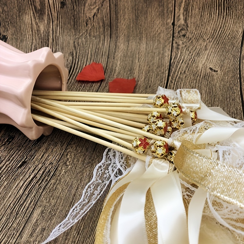 Fairy Stick Ribbon Sticks Wedding Streamers With Bells For - Temu